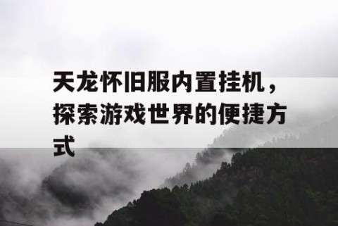 天龙怀旧服内置挂机，探索游戏世界的便捷方式