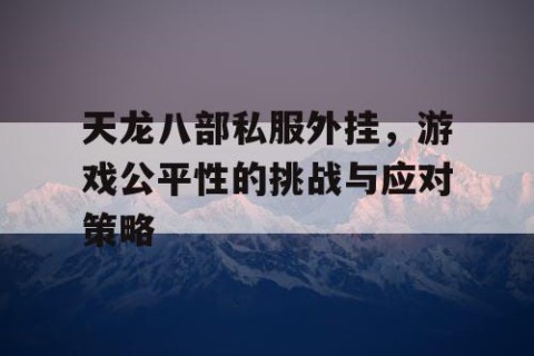 天龙八部私服外挂，游戏公平性的挑战与应对策略