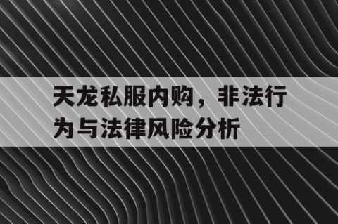 天龙私服内购，非法行为与法律风险分析