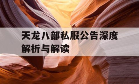 天龙八部私服公告深度解析与解读