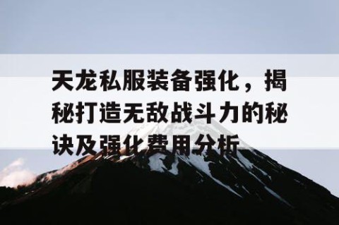 天龙私服装备强化，揭秘打造无敌战斗力的秘诀及强化费用分析