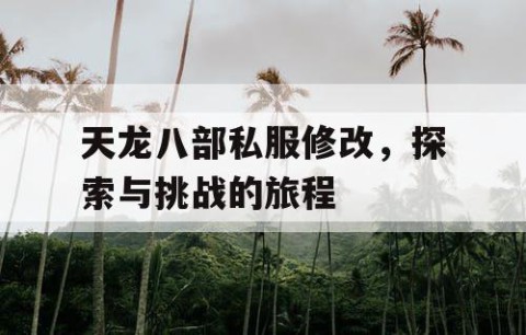 天龙八部私服修改，探索与挑战的旅程