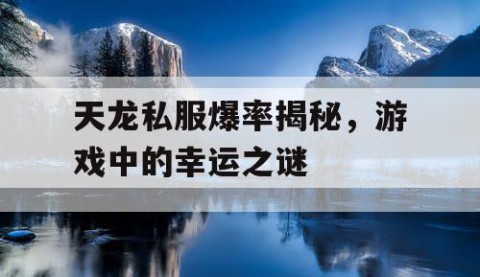 天龙私服爆率揭秘，游戏中的幸运之谜