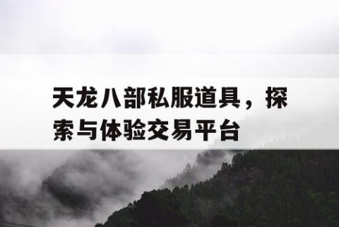 天龙八部私服道具，探索与体验交易平台