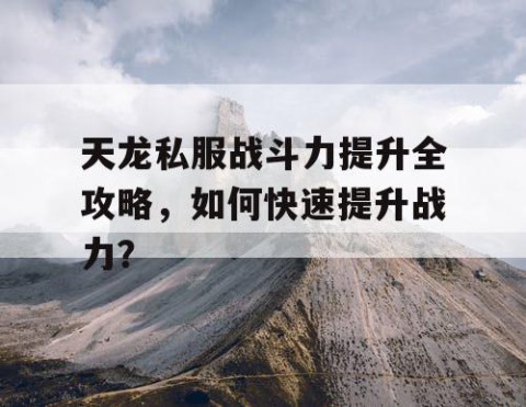 天龙私服战斗力提升全攻略，如何快速提升战力？