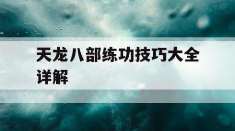 天龙八部练功技巧大全详解