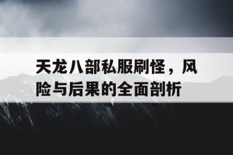 天龙八部私服刷怪，风险与后果的全面剖析