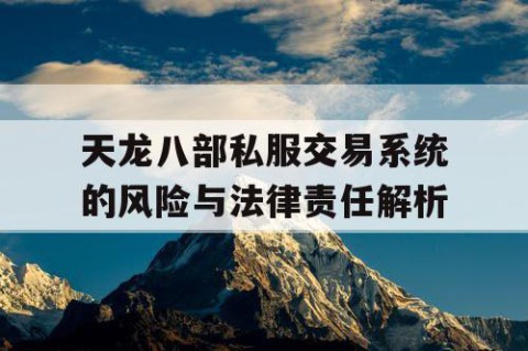 天龙八部私服交易系统的风险与法律责任解析