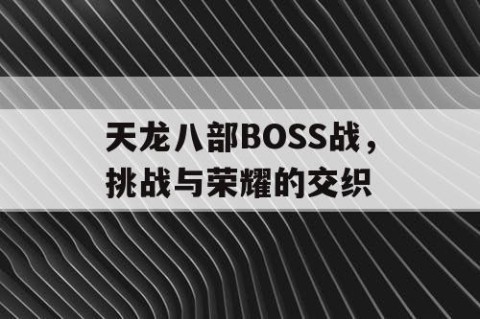 天龙八部BOSS战，挑战与荣耀的交织