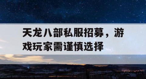 天龙八部私服招募，游戏玩家需谨慎选择