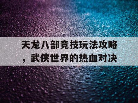 天龙八部竞技玩法攻略，武侠世界的热血对决