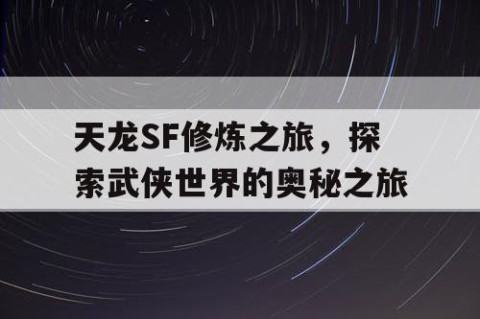 天龙SF修炼之旅，探索武侠世界的奥秘之旅