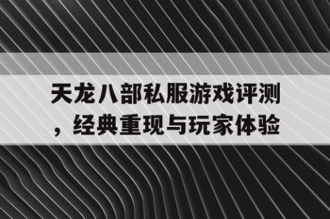 天龙八部私服游戏评测，经典重现与玩家体验