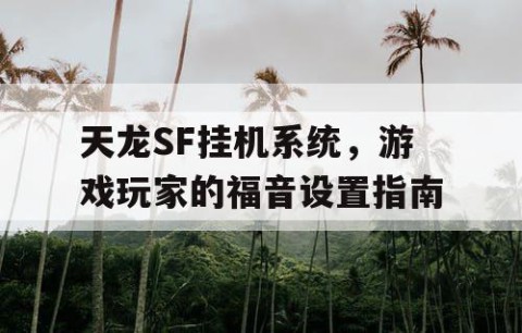 天龙SF挂机系统，游戏玩家的福音设置指南