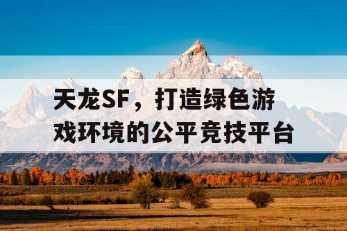 天龙SF	，打造绿色游戏环境的公平竞技平台