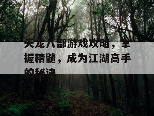 天龙八部游戏攻略，掌握精髓，成为江湖高手的秘诀