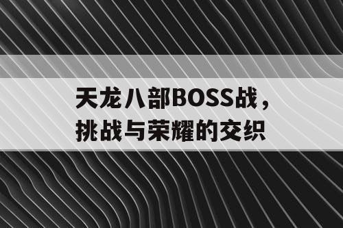 天龙八部BOSS战，挑战与荣耀的交织