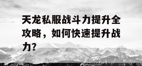 天龙私服战斗力提升全攻略，如何快速提升战力？