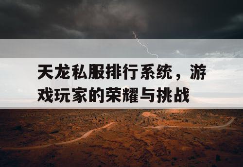 天龙私服排行系统，游戏玩家的荣耀与挑战