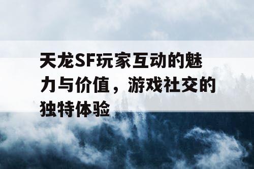 天龙SF玩家互动的魅力与价值，游戏社交的独特体验