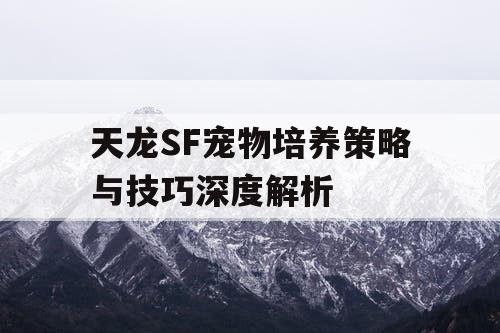 天龙SF宠物培养策略与技巧深度解析