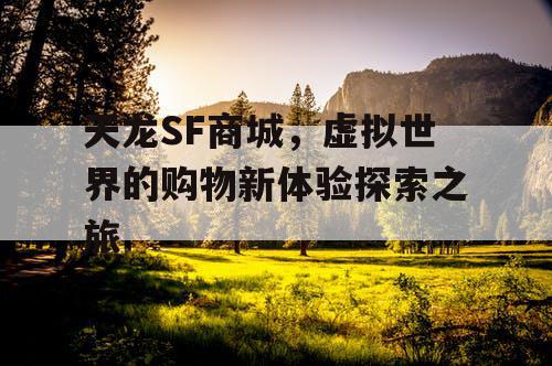 天龙SF商城，虚拟世界的购物新体验探索之旅