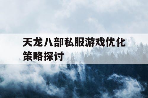 天龙八部私服游戏优化策略探讨