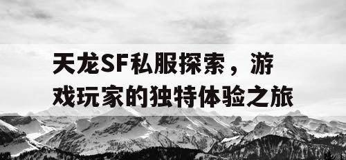 天龙SF私服探索，游戏玩家的独特体验之旅