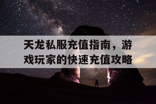 天龙私服充值指南，游戏玩家的快速充值攻略