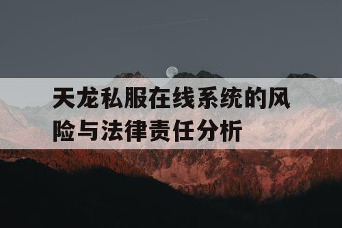 天龙私服在线系统的风险与法律责任分析