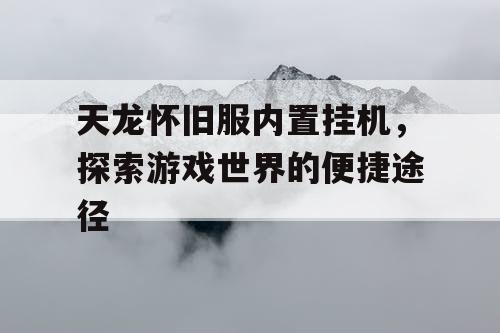 天龙怀旧服内置挂机，探索游戏世界的便捷途径