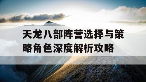 天龙八部阵营选择与策略角色深度解析攻略