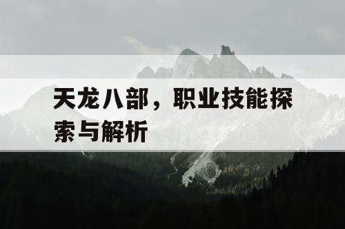 天龙八部，职业技能探索与解析