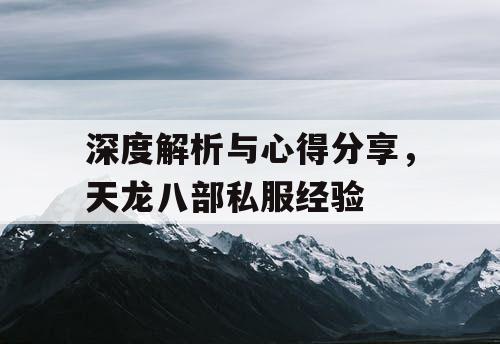 深度解析与心得分享，天龙八部私服经验