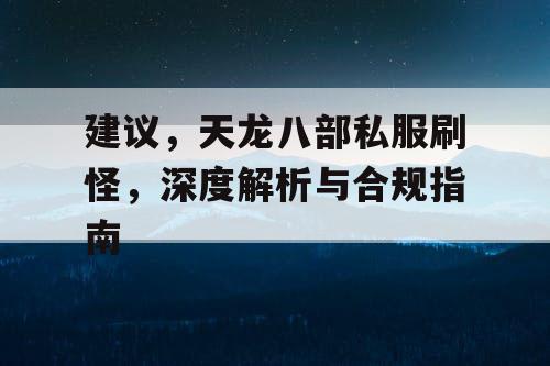 建议，天龙八部私服刷怪，深度解析与合规指南