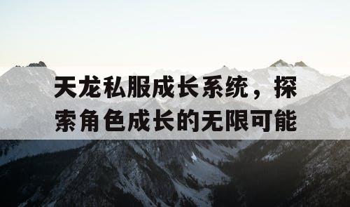 天龙私服成长系统，探索角色成长的无限可能