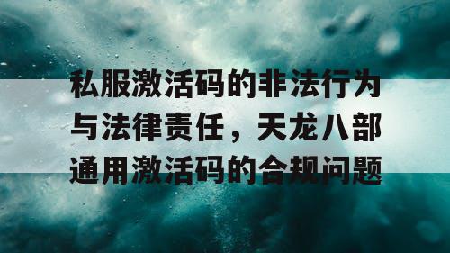 私服激活码的非法行为与法律责任，天龙八部通用激活码的合规问题