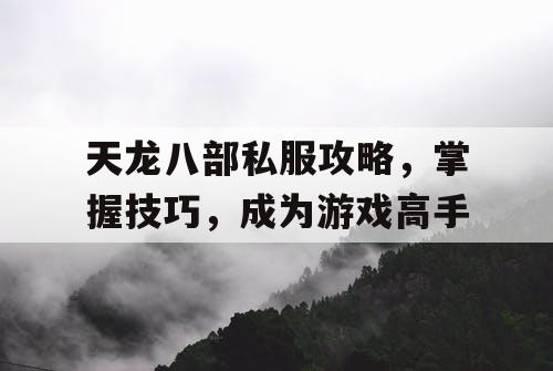 天龙八部私服攻略，掌握技巧，成为游戏高手