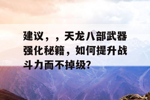 建议，，天龙八部武器强化秘籍，如何提升战斗力而不掉级？