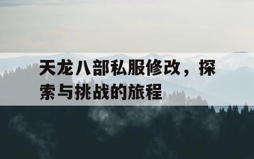 天龙八部私服修改，探索与挑战的旅程