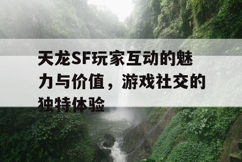 天龙SF玩家互动的魅力与价值，游戏社交的独特体验