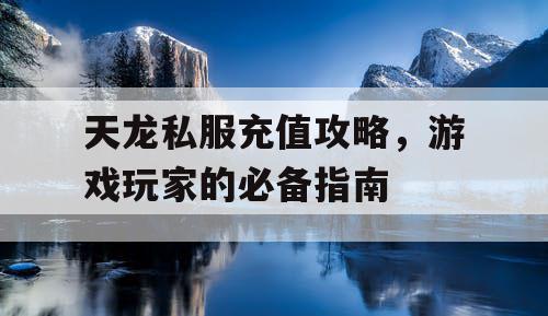 天龙私服充值攻略，游戏玩家的必备指南