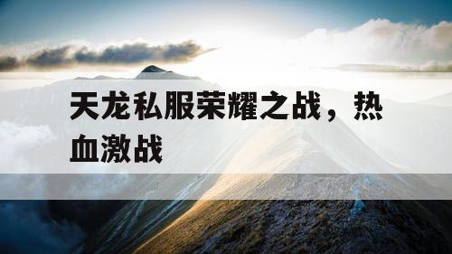 天龙私服荣耀之战，热血激战