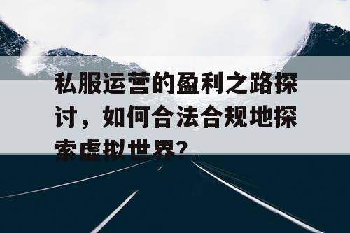 私服运营的盈利之路探讨，如何合法合规地探索虚拟世界？