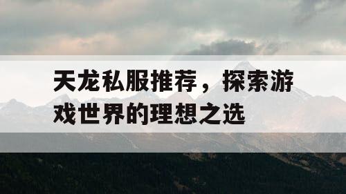 天龙私服推荐，探索游戏世界的理想之选