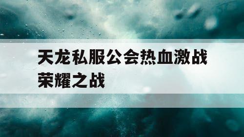 天龙私服公会热血激战荣耀之战