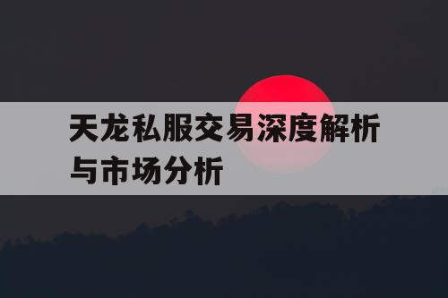 天龙私服交易深度解析与市场分析