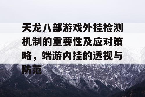 天龙八部游戏外挂检测机制的重要性及应对策略，端游内挂的透视与防范