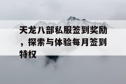 天龙八部私服签到奖励，探索与体验每月签到特权