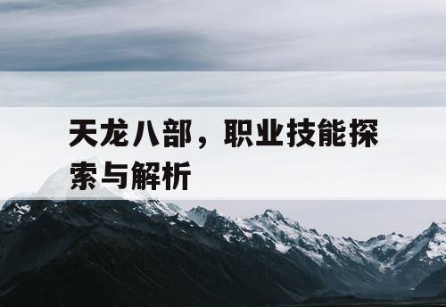 天龙八部，职业技能探索与解析